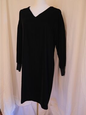 Ralph Lauren Black Velvet Dress Size 4 Long Sleeve